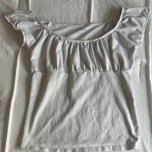 Brandy Melville White Ruffled Top
